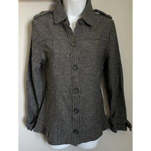 Babette Ballinger NY‎ Pea Coat Jacket Womens Small Gray 100% Wool Button Up
